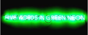 FIVE WORDS IN GREEN NEON