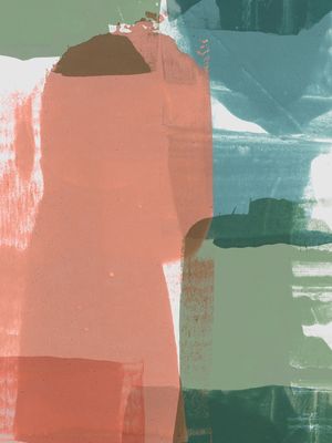 ABSTRATO PINCELADAS SALMÃO VERDE E TURQUESA I - DÍPTICO