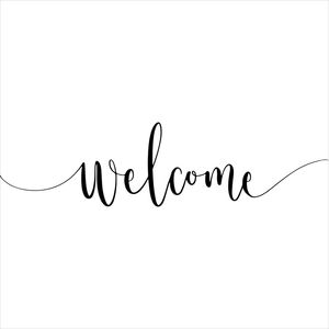 WELCOME WHITE AND BLACK SQUARE