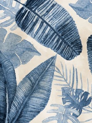 TROPICAL FOLHAGEM AZUL AQUARELA I - DÍPTICO