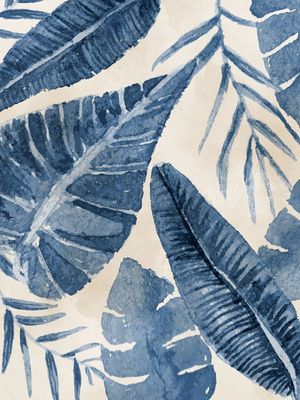 TROPICAL FOLHAGEM AZUL AQUARELA II - DÍPTICO