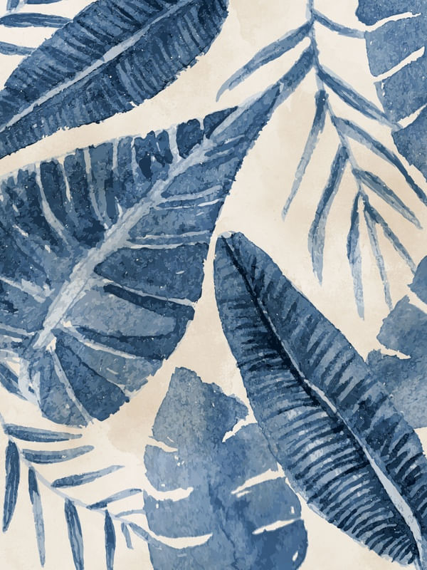 TROPICAL FOLHAGEM AZUL AQUARELA II - DÍPTICO