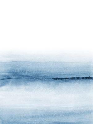 PAISAGEM EM AQUARELA ABSTRATA - TONS DE AZUL 1/2