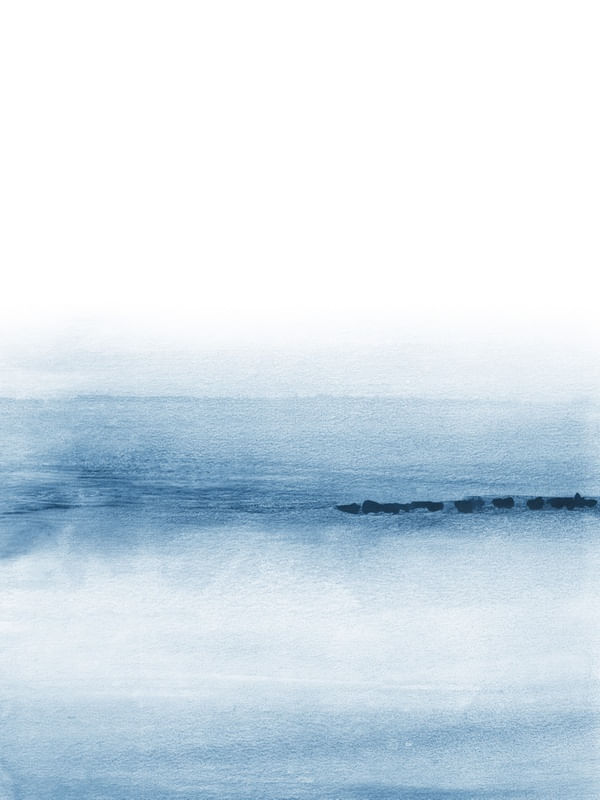 PAISAGEM EM AQUARELA ABSTRATA - TONS DE AZUL 1/2