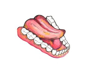 BOCADENTE - BOCA, LÍNGUA E DENTES EM AQUARELA