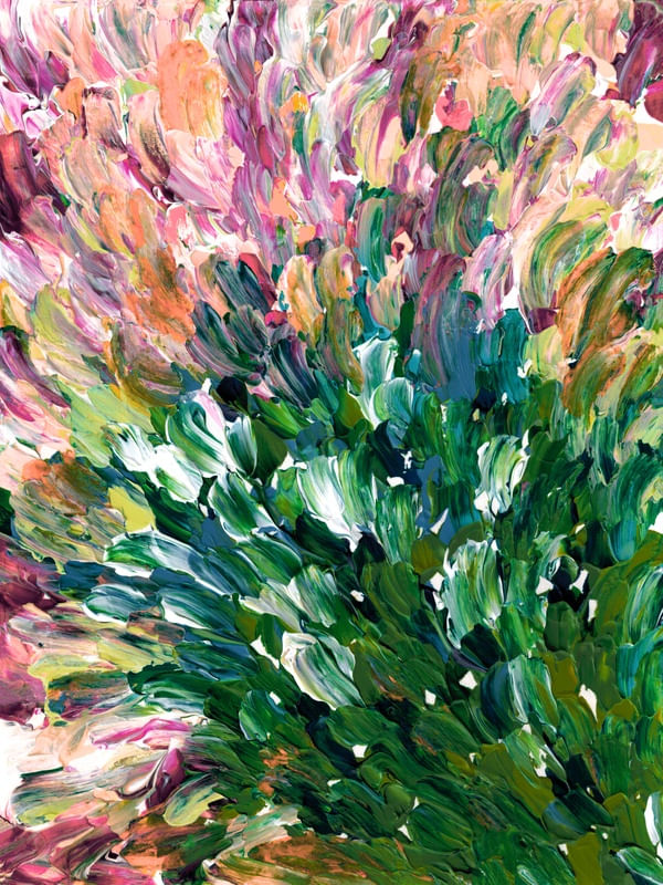 FLORAL EXPANSION 1, GREEN PINK MULTI