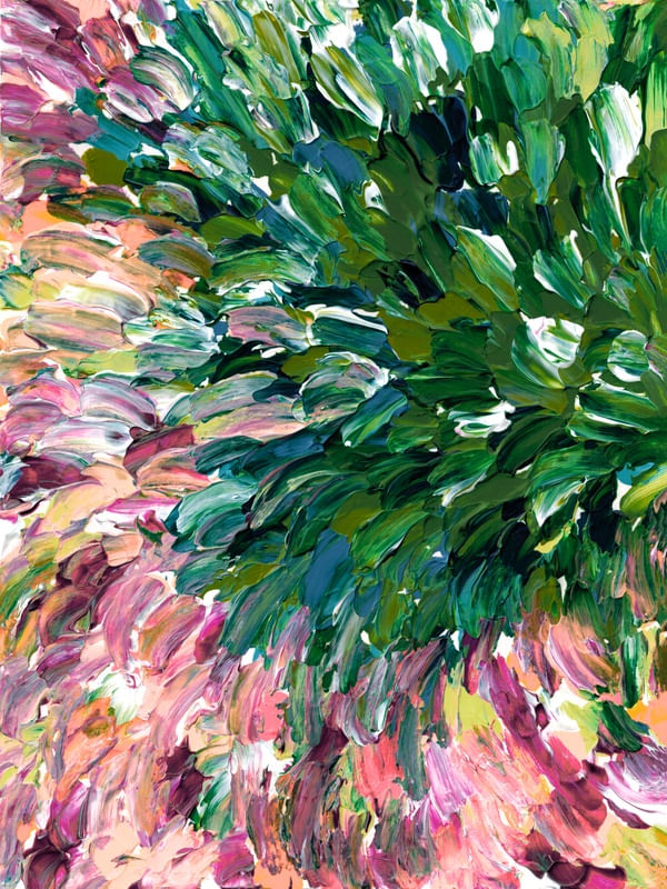 FLORAL EXPANSION 2, GREEN PINK MULTI