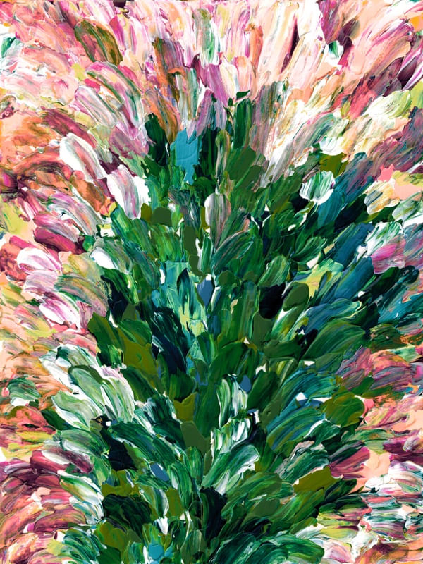 FLORAL EXPANSION 3, GREEN PINK MULTI