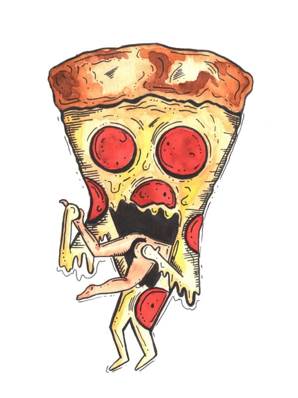 WOMAN X FOOD - MULHER X PIZZA - AQUARELA