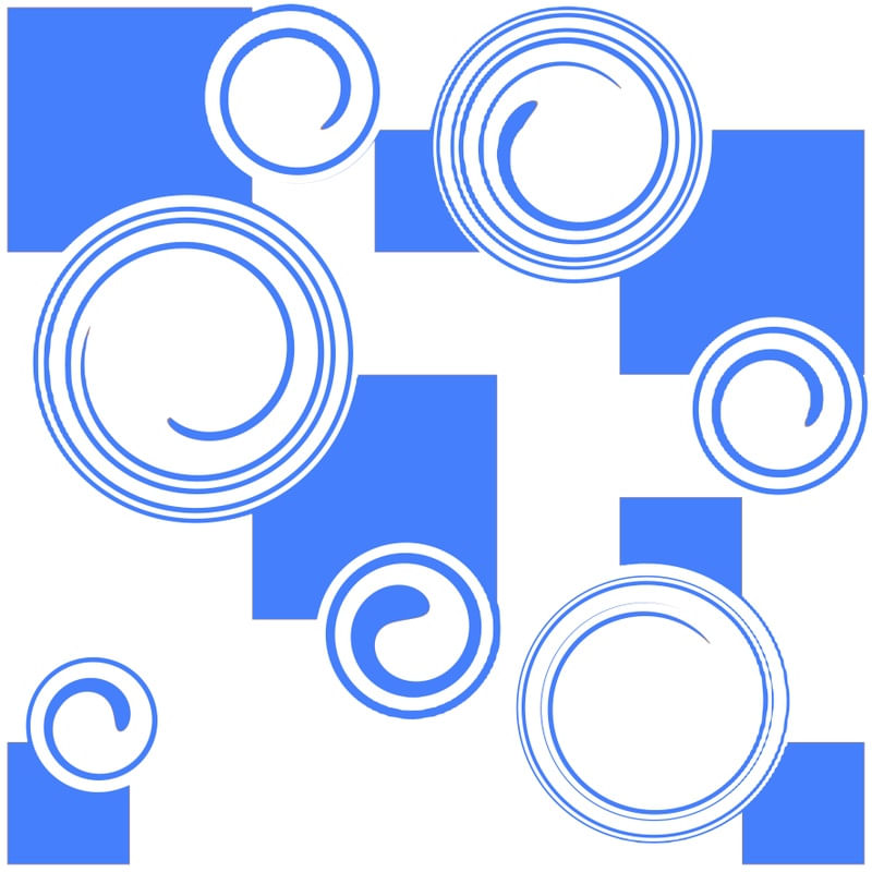 QUADRADOS E ESPIRAIS AZUL E BRANCO