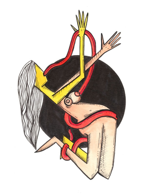 MULHER LINGUARUDA MALABARISTA - AQUARELA