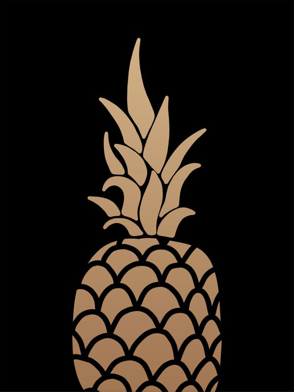 ABACAXI DOURADO FUNDO PRETO