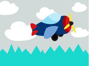 ARTE INFANTIL AVIÃO MONTANHAS