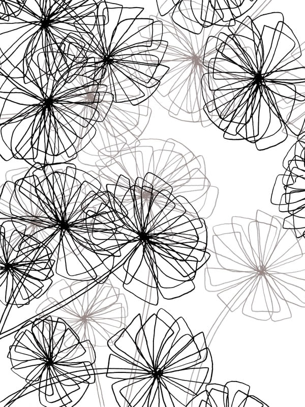 AUTOMATIC FLOWERS 1, MODERN FLORAL ILLUSTRATION