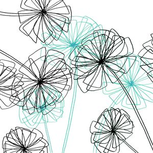 FLORAL CONSTRUCT 1, AQUA MINIMALIST SKETCH