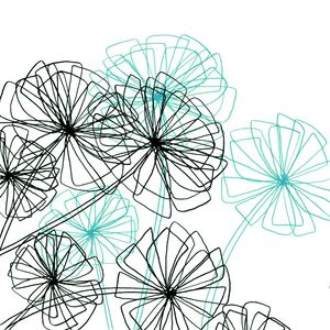FLORAL CONSTRUCT 2, AQUA MINIMALIST SKETCH