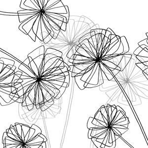 FLORAL CONSTRUCT 1, BLACK & WHITE MINIMALIST SKETCH