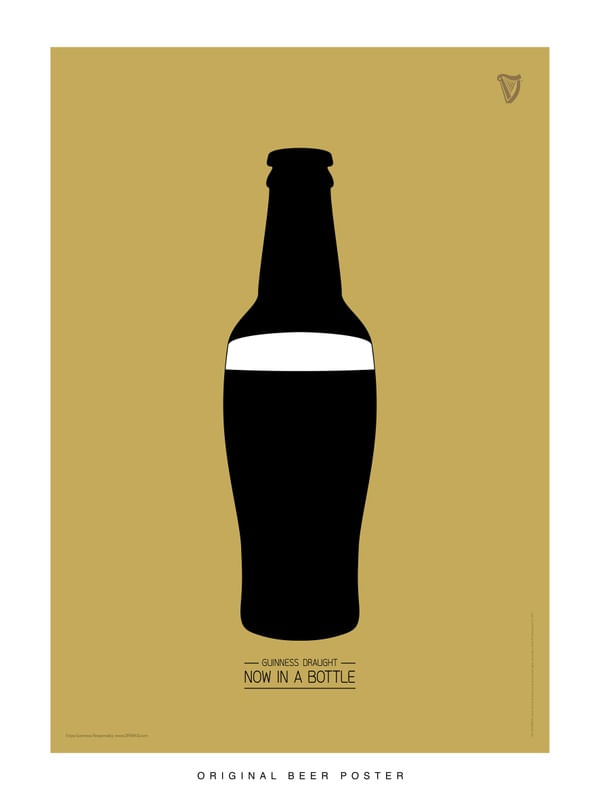 ORIGINAL POSTER - GUINNESS GLASS BOTTLE