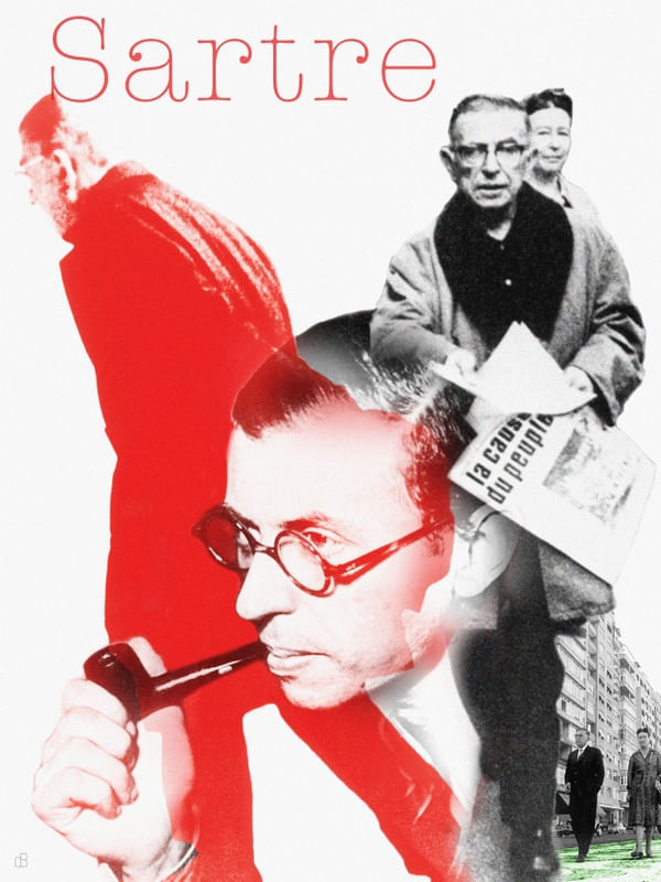 JEAN PAUL SARTRE - RETRATO COLAGEM SÉRIE ESCRITORES