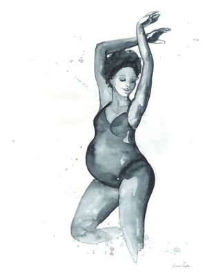 MULHER GRÁVIDA AQUARELA
