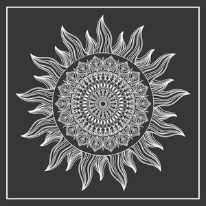 BLACK AND WHITE SUN MANDALA