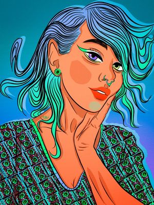 GREEN AND BLUE HAIR