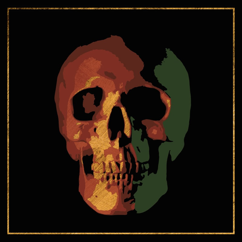 RED, GOLD AND GREEN SKULL