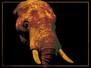 RED, GOLD AND GREEN ELEPHANT