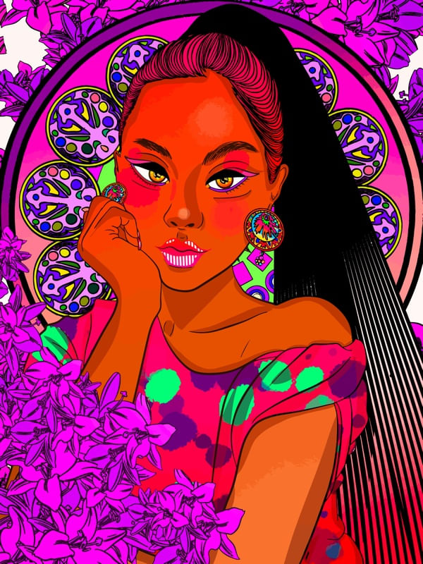 FLOWERS IN LONG HAIR