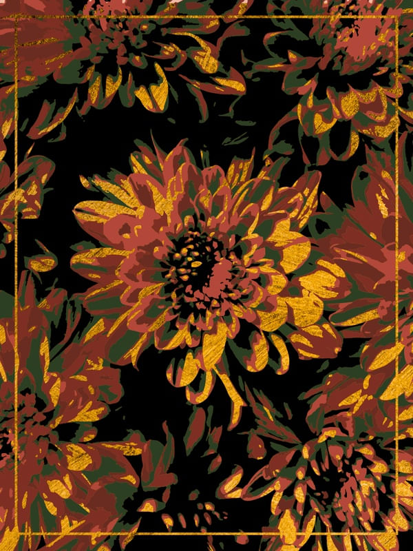 RED, GOLD AND GREEN FLOWERS