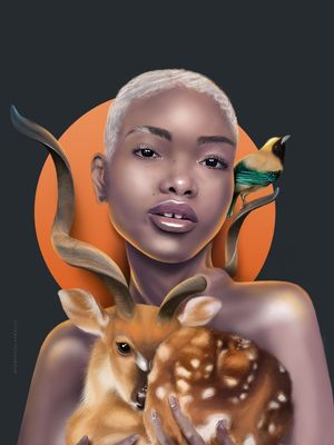 KUDU AND BIRD