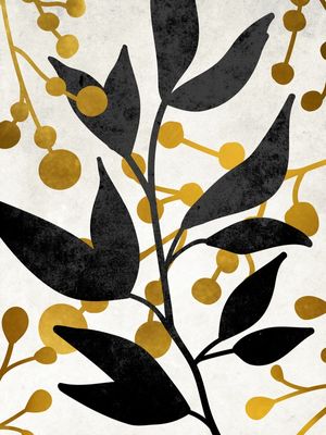 FOLHAGENS PRETO COM DOURADO I - DÍPTICO