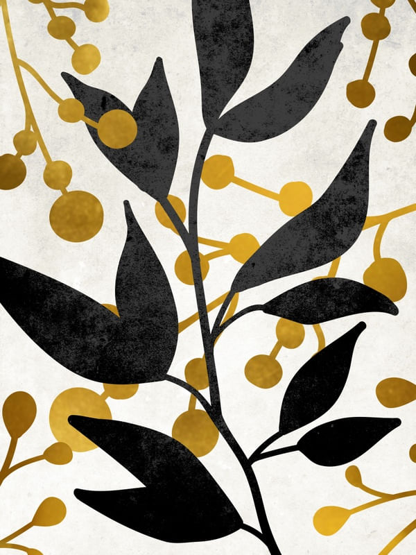 FOLHAGENS PRETO COM DOURADO I - DÍPTICO