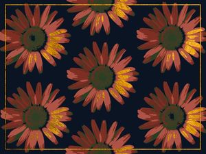 SUNFLOWERS RED, GOLD AND GREEN