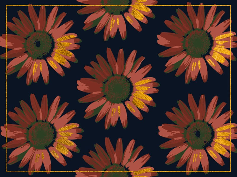 SUNFLOWERS RED, GOLD AND GREEN