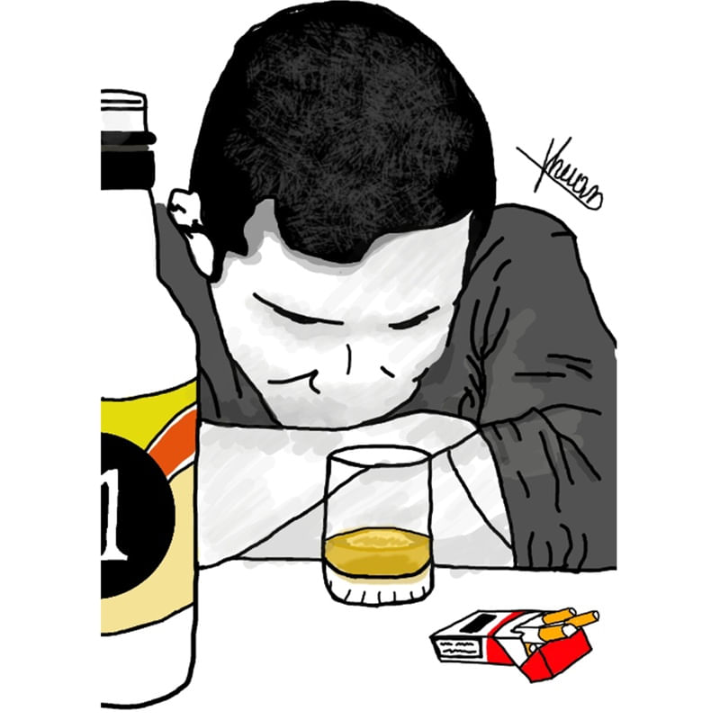 MAN SAD DRINKING