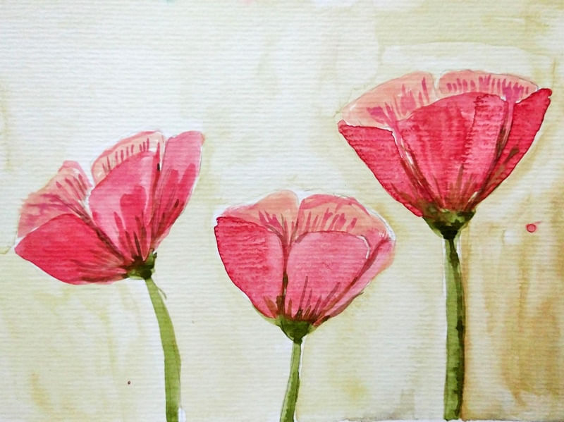 FLORES VERMELHAS EM AQUARELA