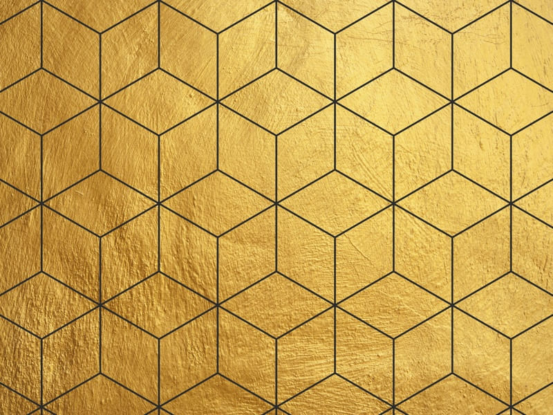 MOSAICO EM CUBOS DOURADOS