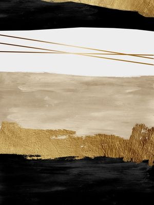 ABSTRATO GEOMÉTRICO PRETO E DOURADO III- TRÍPTICO