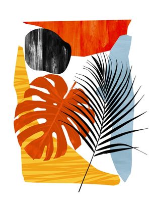 ABSTRATO FOLHAGEM AMARELO LARANJA E PRETO II - DÍPTICO