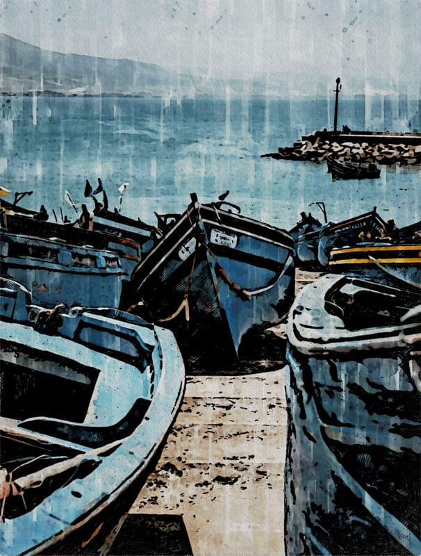 AQUARELA BARCOS PORTO