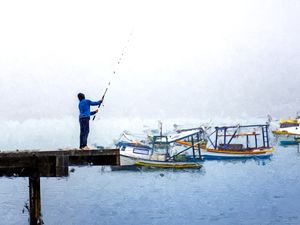 PESCANDO NA CHUVA (FOTO-PINTURA)