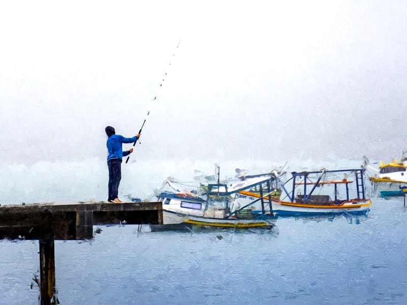 PESCANDO NA CHUVA (FOTO-PINTURA)
