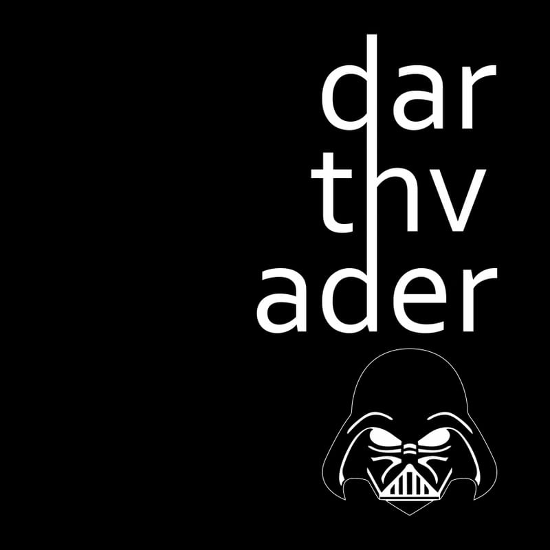 DARTH VADER LETTERS BLACK SQUARE