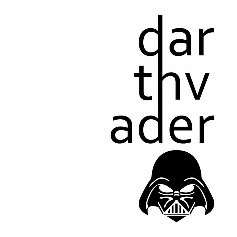 DARTH VADER LETTERS WHITE SQUARE