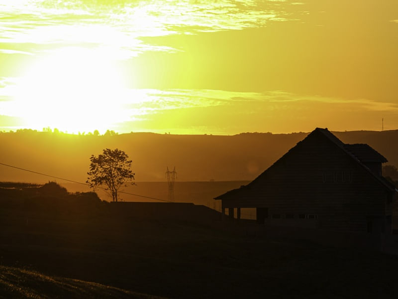 PÔR DO SOL - CASA E ÁRVORE