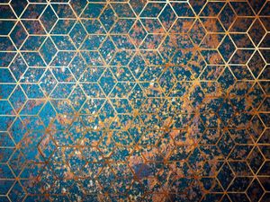 GEOMETRIC RUSTY BLUE METAL CUBES PART 1 OF 2