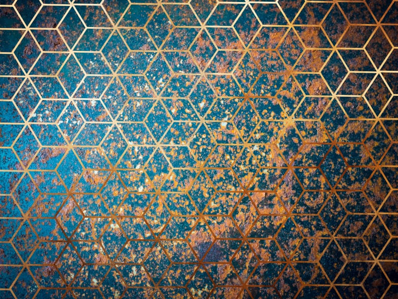 GEOMETRIC RUSTY BLUE METAL CUBES PART 1 OF 2