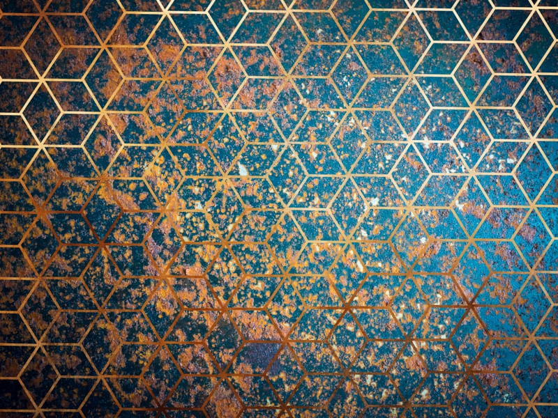 GEOMETRIC RUSTY BLUE METAL CUBES PART 2 OF 2