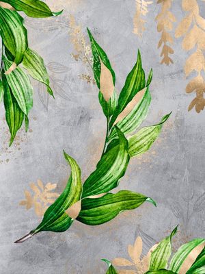 FOLHAS TROPICAIS VERDES E OURO